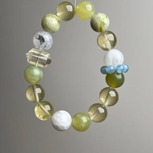 Dansenmonk 12mm Natural Citrine Multi Crystal Bracelet Wealth Calm Energy Guardian Stone For Taurus Libra Virgo Cancer Women Handmade Healing Bracelet