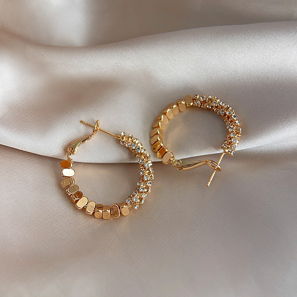 Plated Hoop Earrings, Luxury Paved Cubic Zirconia Circle Earrings, Minimalist Geometric Statement Hoop Earrings for Women