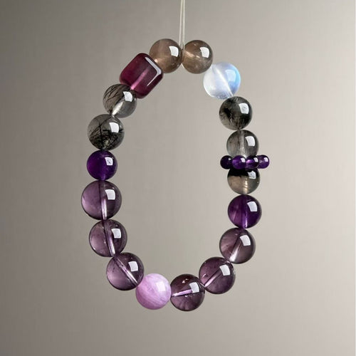 Natural Amethyst Multi-Stone Nine Purple Fire Bracelet - Side View