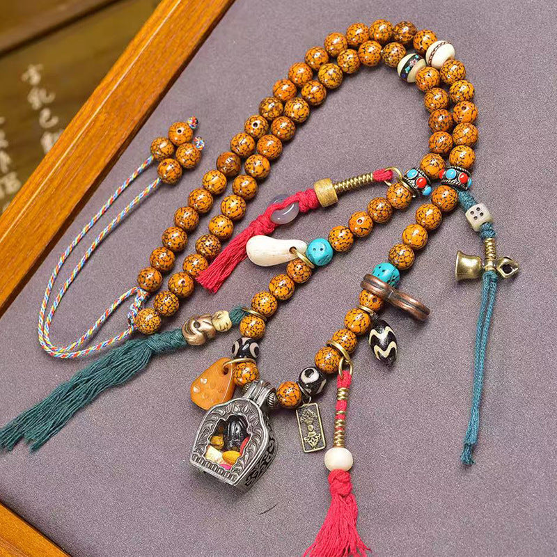 Tibetan bodhi mala worn on mannequin bust