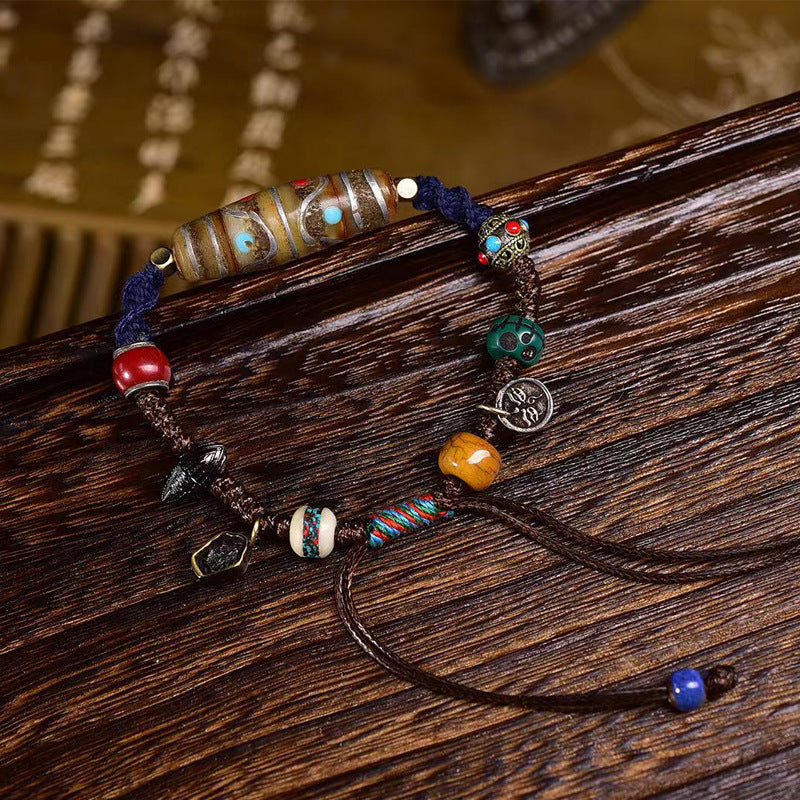 Handcrafted Tibetan Yak Bone Dzi Bead Bracelet