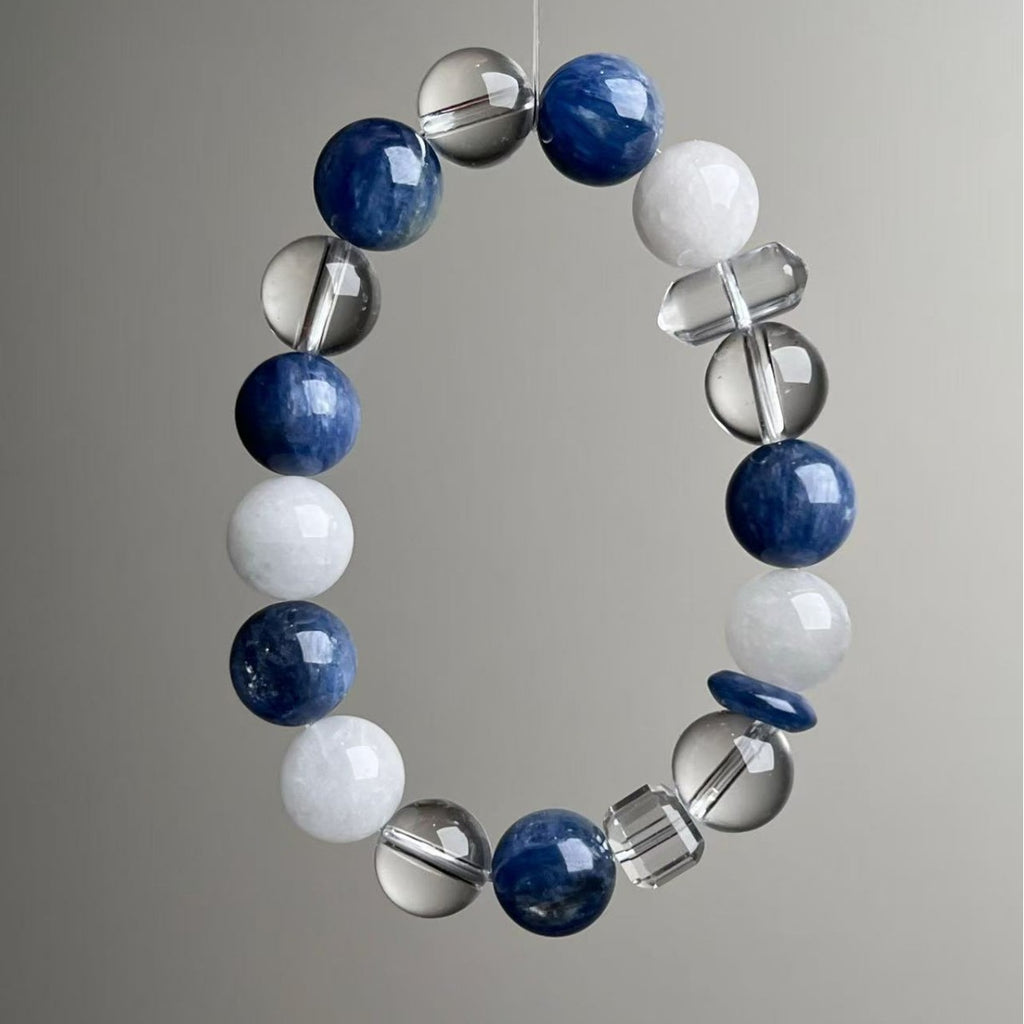 Natural Kyanite Snow Phantom Moonstone Mixed Bracelet 12.5mm - View 3