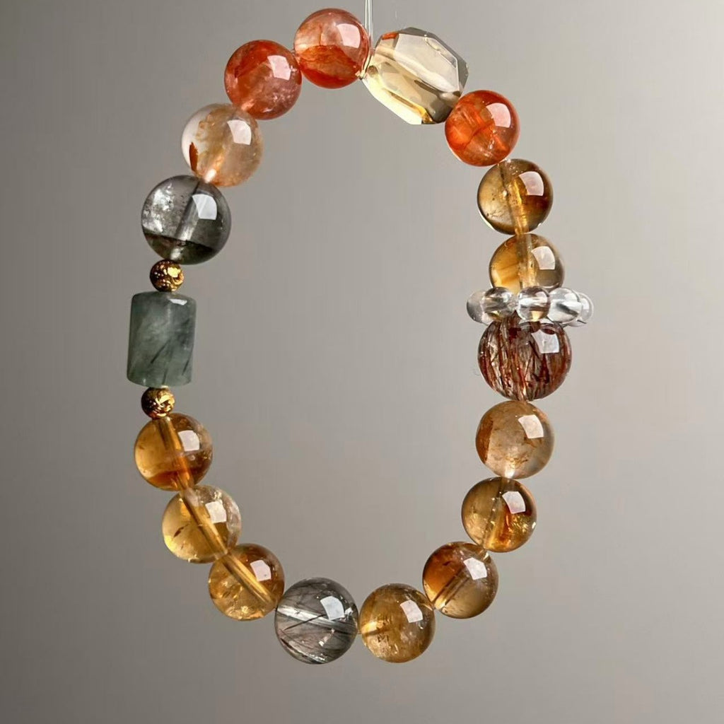 Natural High-Grade Citrine Mixed Crystal Bracelet 10mm - View 3