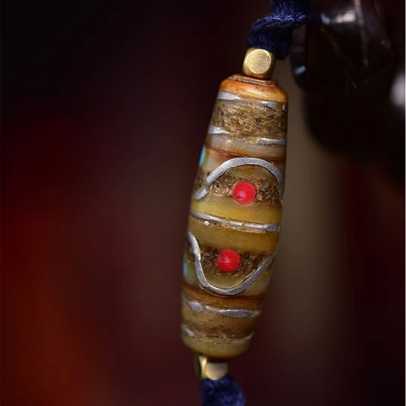 Handcrafted Tibetan Yak Bone Dzi Bead Bracelet