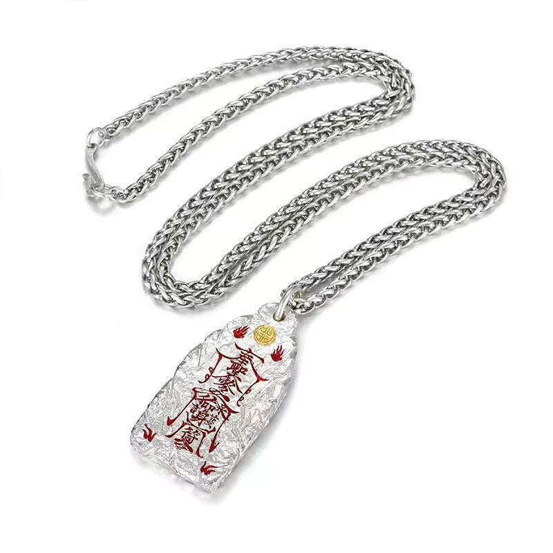 Dansenmonk Silver-Plated Copper Talisman Pendant | Ancient Eastern Protection Energy Amulet