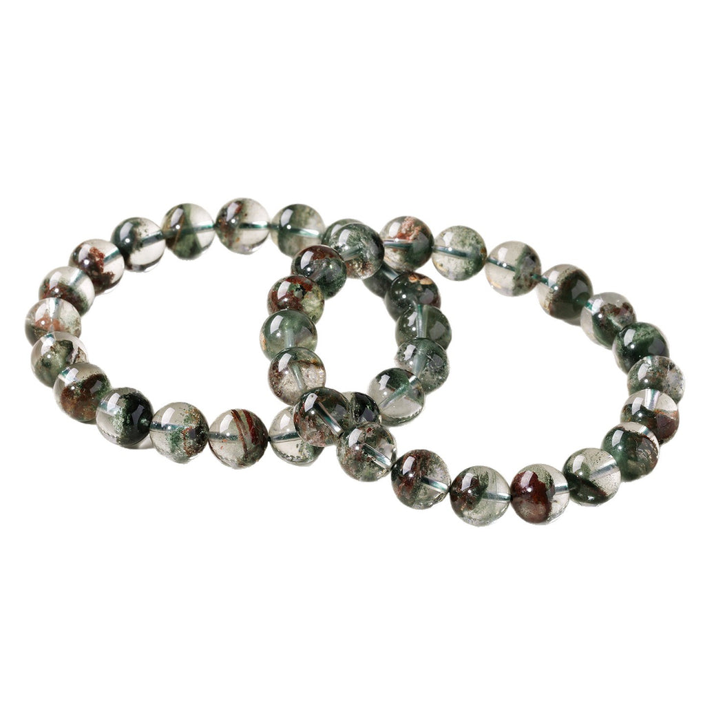 Dansenmonk Natural 7A Grade Green Phantom Quartz Bracelet – Treasure Bowl Phantom Crystal Bead Bangle