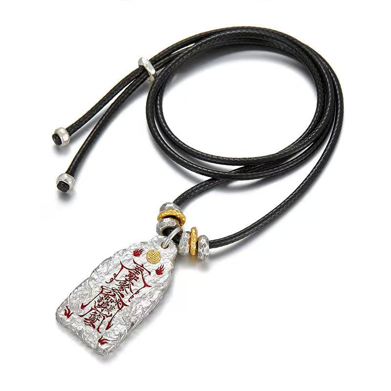 Dansenmonk Silver-Plated Copper Talisman Pendant | Ancient Eastern Protection Energy Amulet