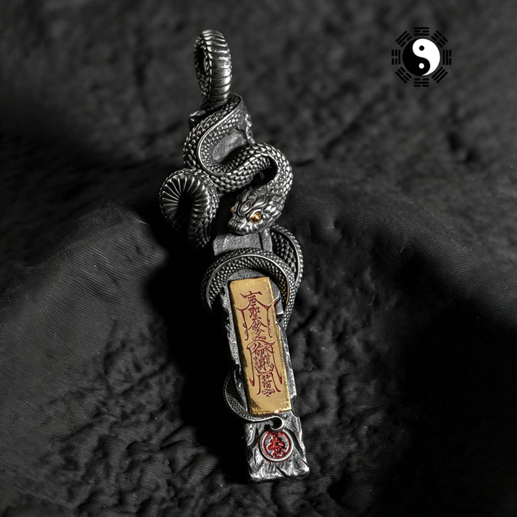 Dansenmonk Taoist Serpent Protection Talisman Pendant | Copper Alloy Energy Amulet