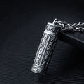 Leng Yan Mantra Openable Cylinder Pendant | Tibetan Silver Protection Amulet Necklace with Prayer Scroll