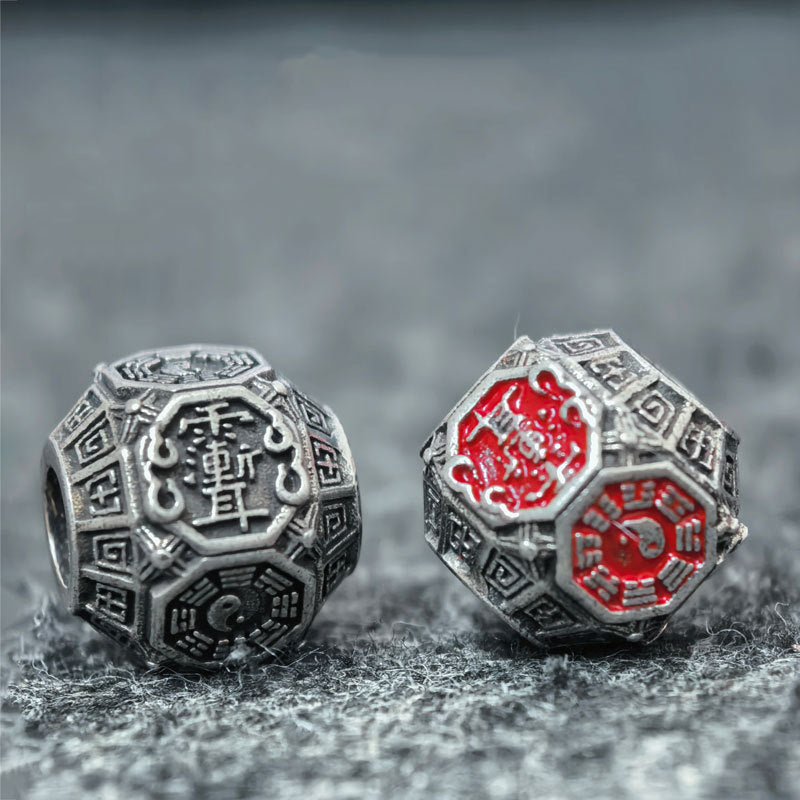 Taoist Zi Wei Hui Yin Yang Bagua Spacer Bead | Antiqued Copper Talisman Bead for Bracelet & Mala DIY