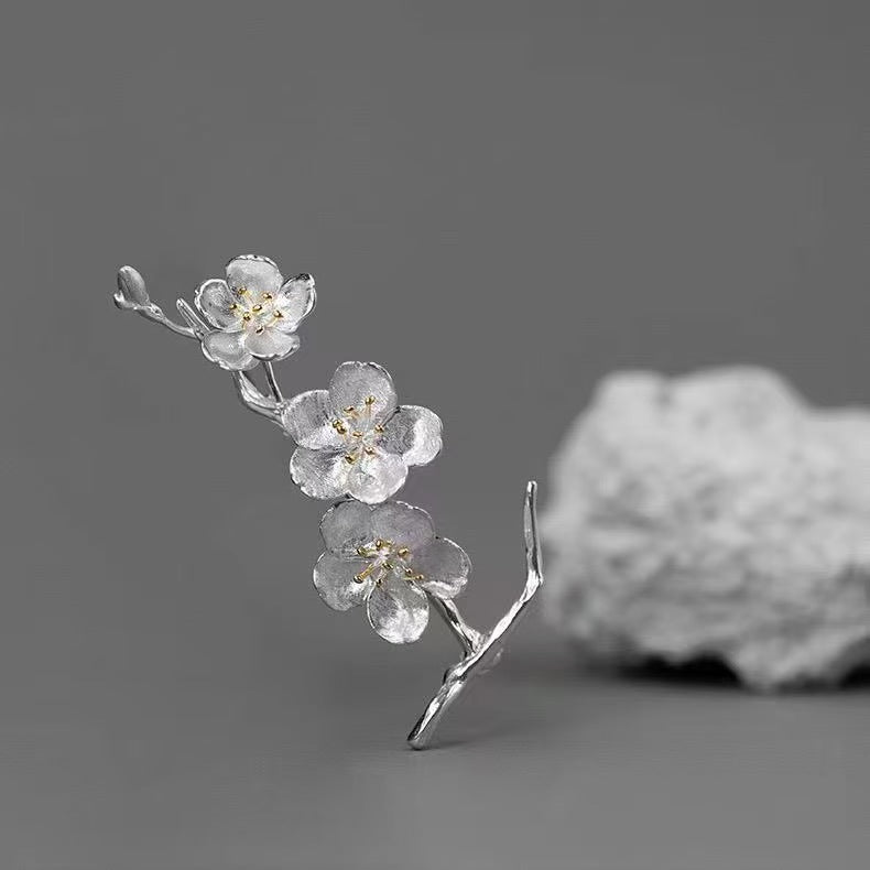Sakura Elegant Chinese Style Cherry Blossom Brooch | Designer Statement Pin for Office & Gifting