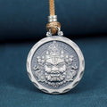 Tibetan Yellow Jambhala Rotating Mantra Pendant | Antiqued Silver-Plated Copper Wealth Amulet Necklace