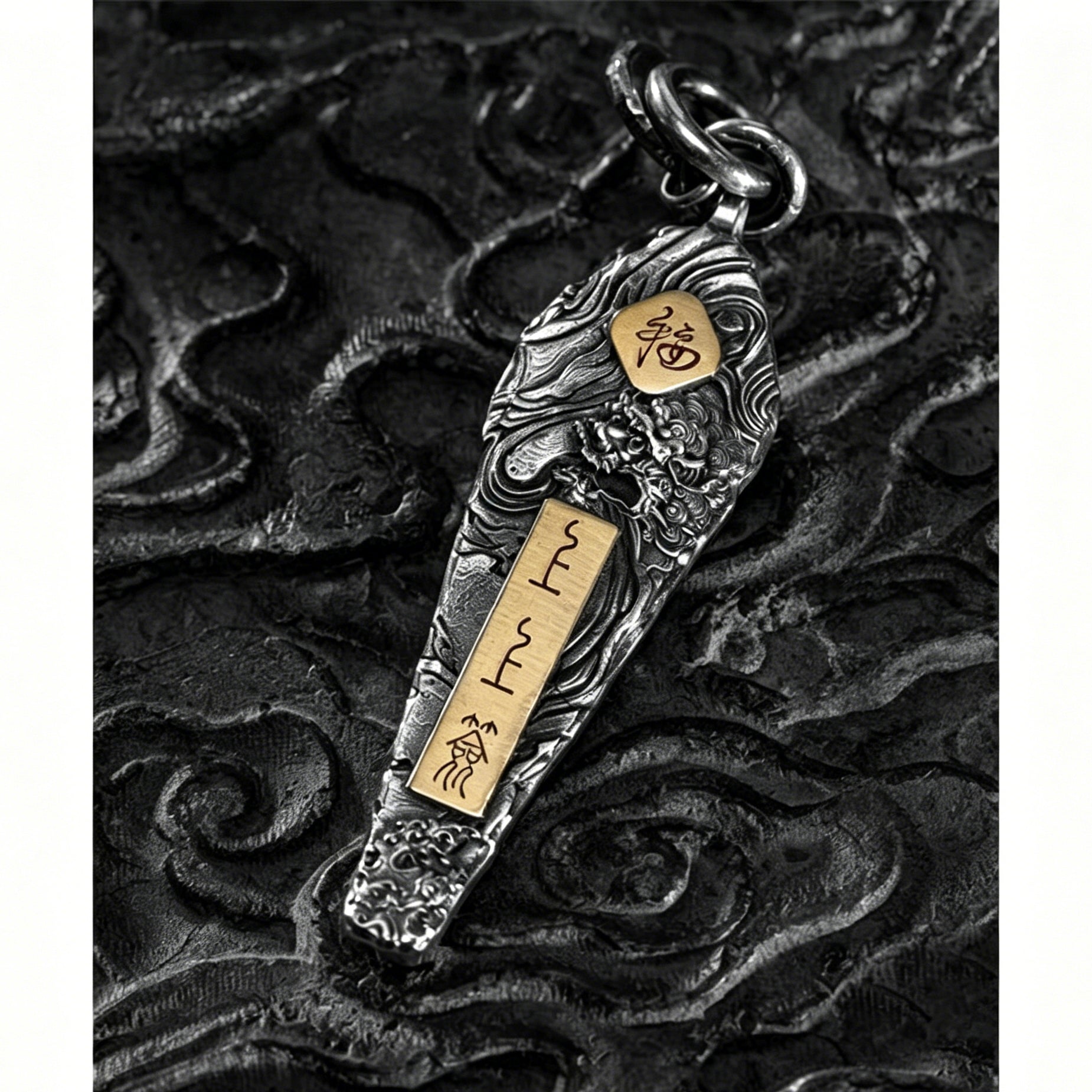 Taoist "Spirit Lion Top Fortune" (Ling Shi Shang Shang Qian) Pendant | Zi Wei Hui Amulet Charm
