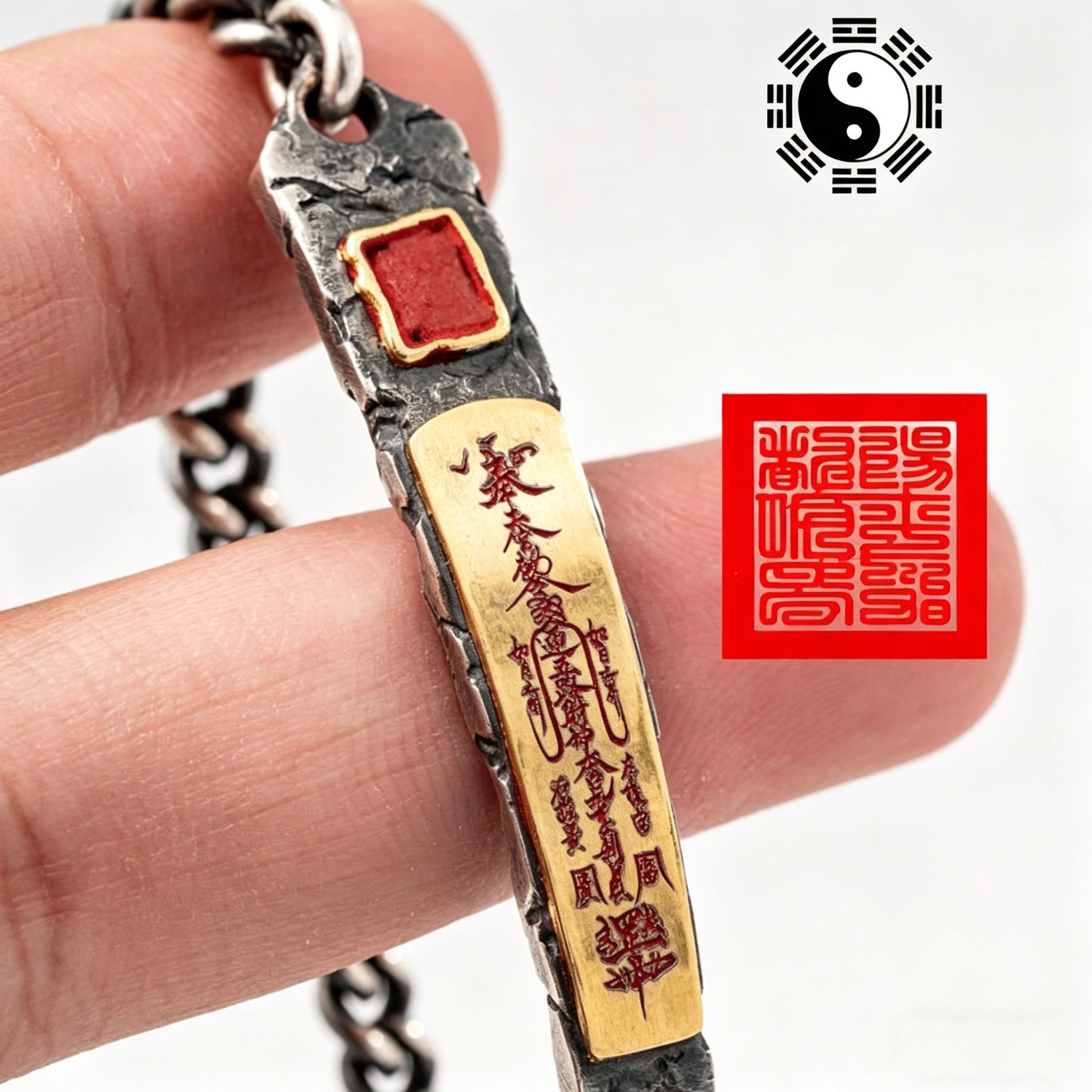 Dansenmonk Taoist Wealth Talisman Bracelet | Vintage Ethnic Style Copper Silver-Plated Amulet