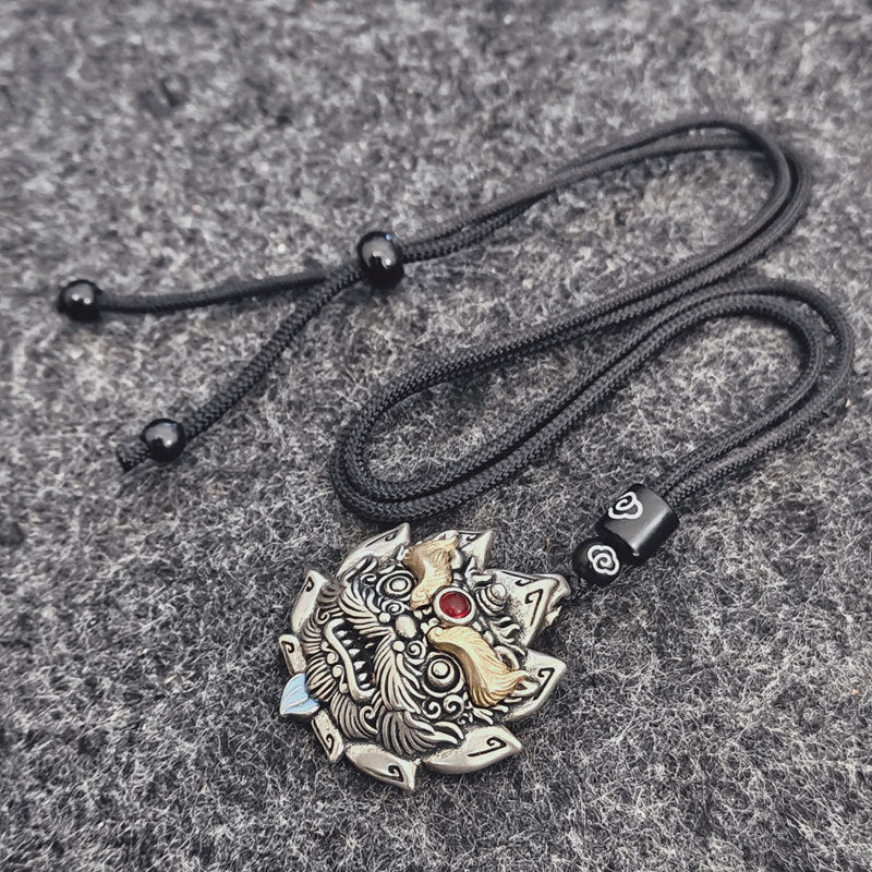 Chinese Guardian Lion "Shan Gui Ling" Pendant | Antiqued Copper Amulet for Luck & Protection