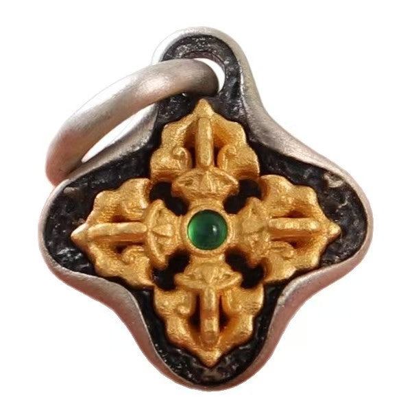 Tibetan Vajra Dorje Charm Pendant | Handcrafted Copper Amulet for DIY Bracelet & Mala Jewelry