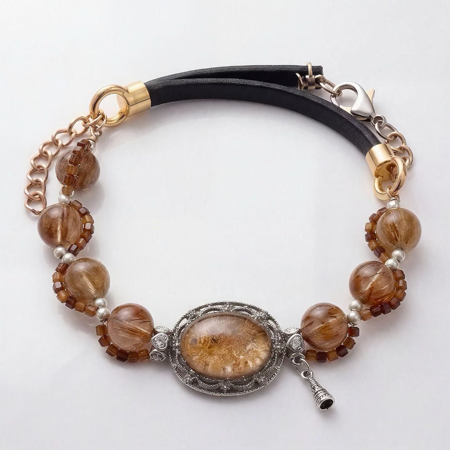 Chakra Balance Leather Bracelet | Mixed Crystal Healing | Unisex Energy Jewelry