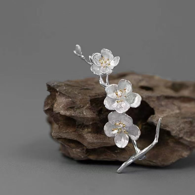 Sakura Elegant Chinese Style Cherry Blossom Brooch | Designer Statement Pin for Office & Gifting