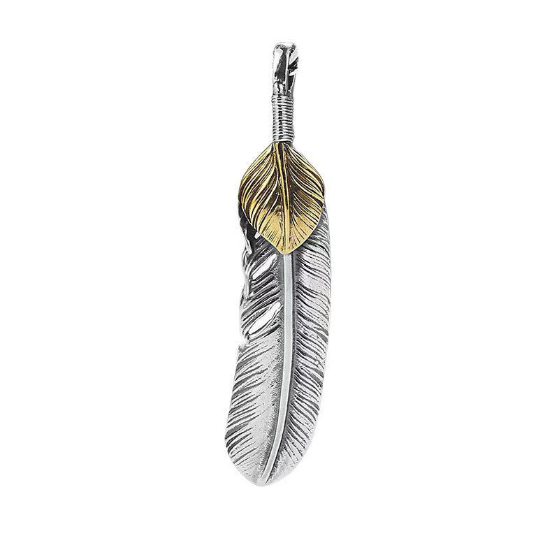 Master-Blessed Feather Protection Necklace | Silver & Gold Dual-Tone Pendant