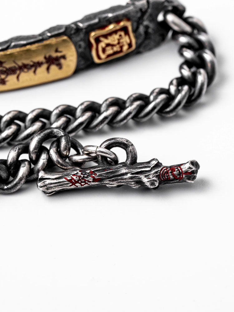 Dansenmonk Taoist Wealth Talisman Bracelet | Vintage Ethnic Style Copper Silver-Plated Amulet