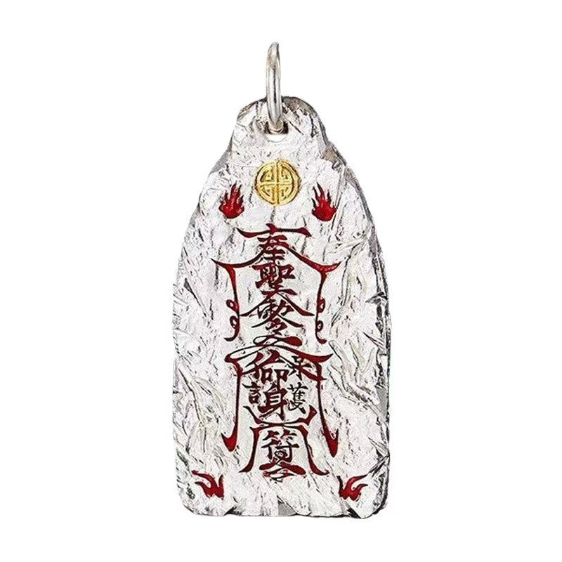 Dansenmonk Silver-Plated Copper Talisman Pendant | Ancient Eastern Protection Energy Amulet